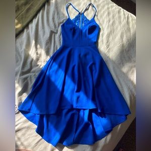 Royal Blue Hi-Low Lace Back Dress